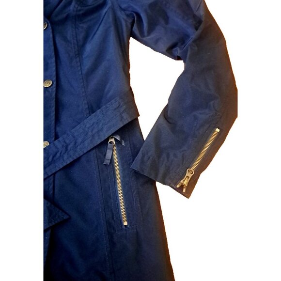 Womens Helly Hansen Welsey Trench Raincoat Hooded Pockets Navy Blue Size S - Picture 3 of 8